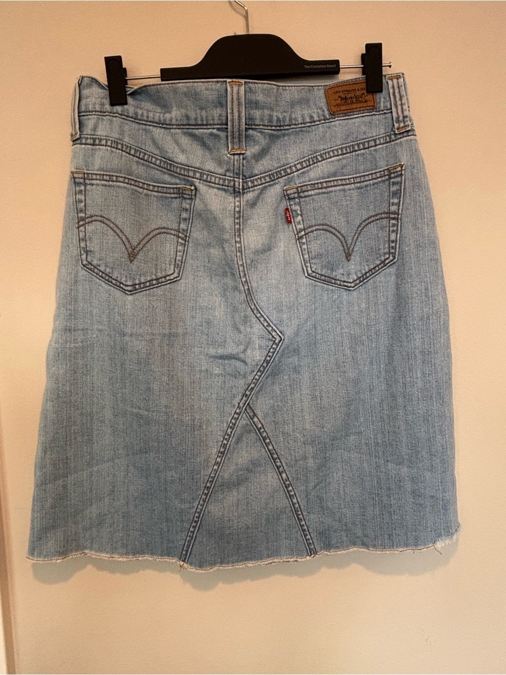 Levi's Light Blue Denim Midi Skirt with Raw Edge - Picture 2 of 4